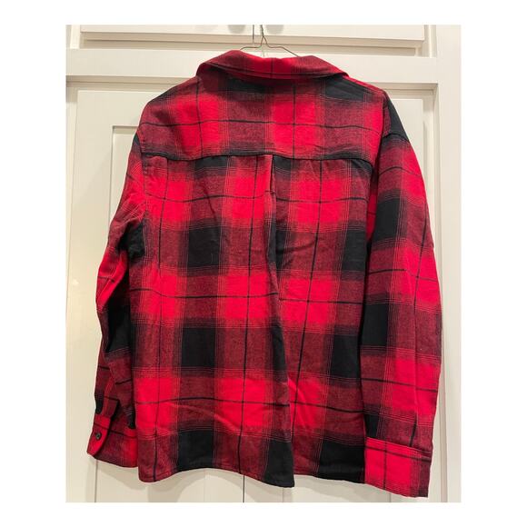 OLD NAVY Red Plaid Boyfriend Shirt / Shacket L - Picture 8 of 8